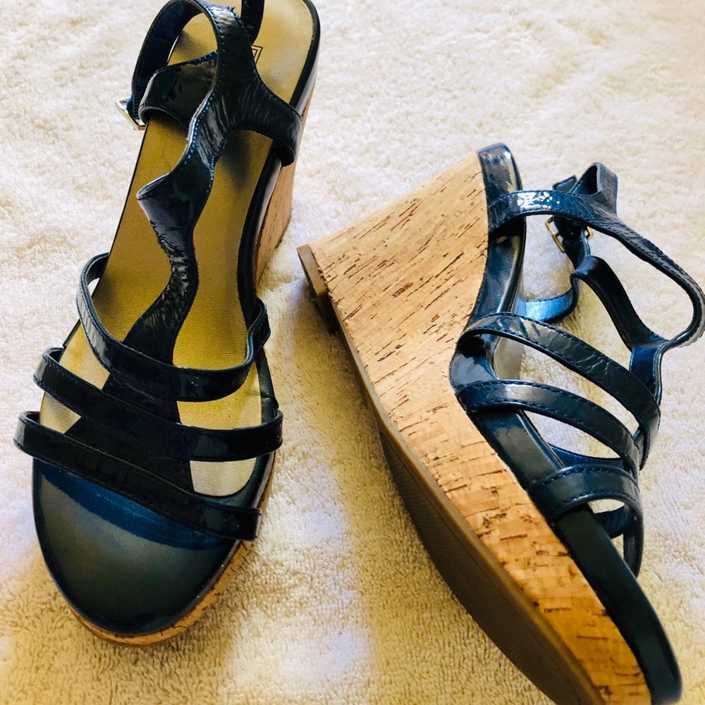 M Patrick blue wedges